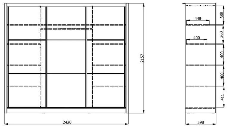 Ντουλάπα Navara με Καθρέφτη 245 OG Artisan Oak 242x60x215,5 εκ. 242x60x215.5 εκ.