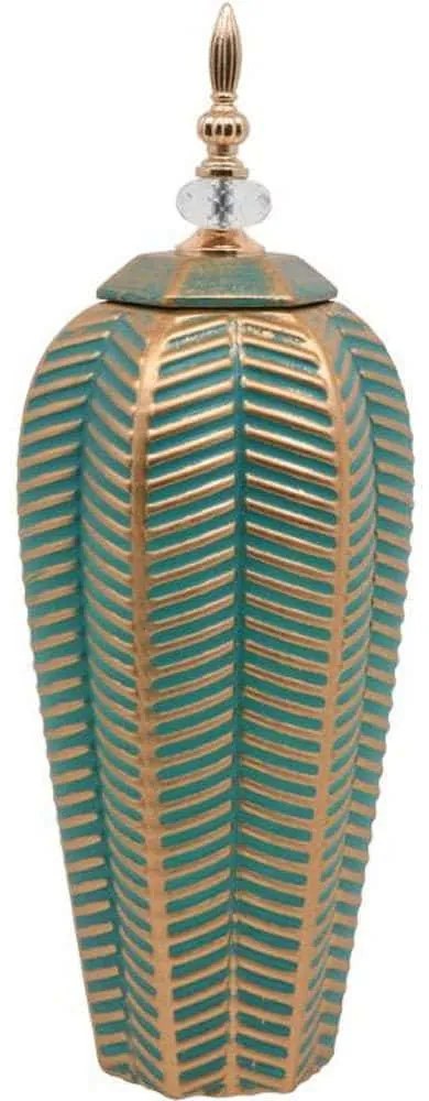 Διακοσμητικό Βάζο Με Καπάκι 373-122-817 46cm Veraman-Gold Κεραμικό