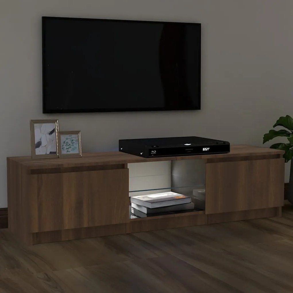 vidaXL Έπιπλο Τηλεόρασης με LED Καφέ Δρυς 120x30x36 εκ.