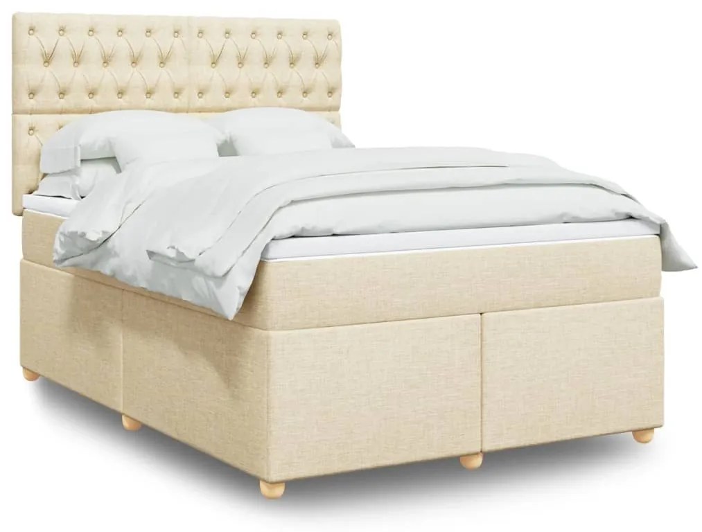 ΚΡΕΒΑΤΙ BOXSPRING ΜΕ ΣΤΡΩΜΑ ΚΡΕΜ 140X190 ΕΚ. ΥΦΑΣΜΑΤΙΝΟ 3293587