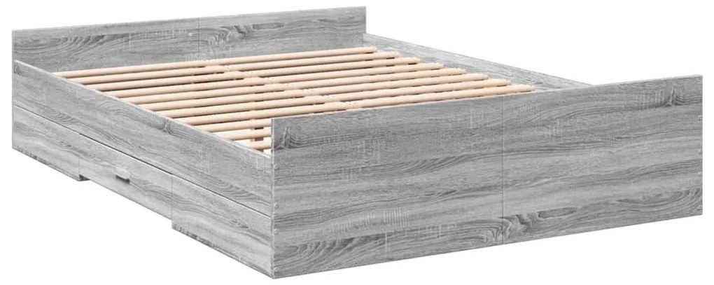 vidaXL Πλαίσιο Κρεβατιού με συρτάρια Γκρι sonoma 120x200εκ. Επεξ. Ξύλο