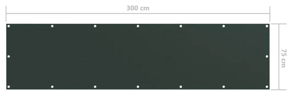 vidaXL Διαχωριστικό Βεράντας Σκούρο Πράσινο 75x300 εκ. Ύφασμα Oxford