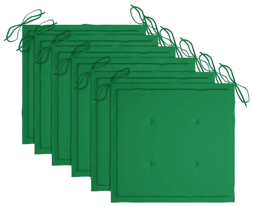 vidaXL Καρέκλες Κήπου Στοιβαζόμενες 6 τεμ.Μασίφ Ξύλο Teak & Μαξιλάρια