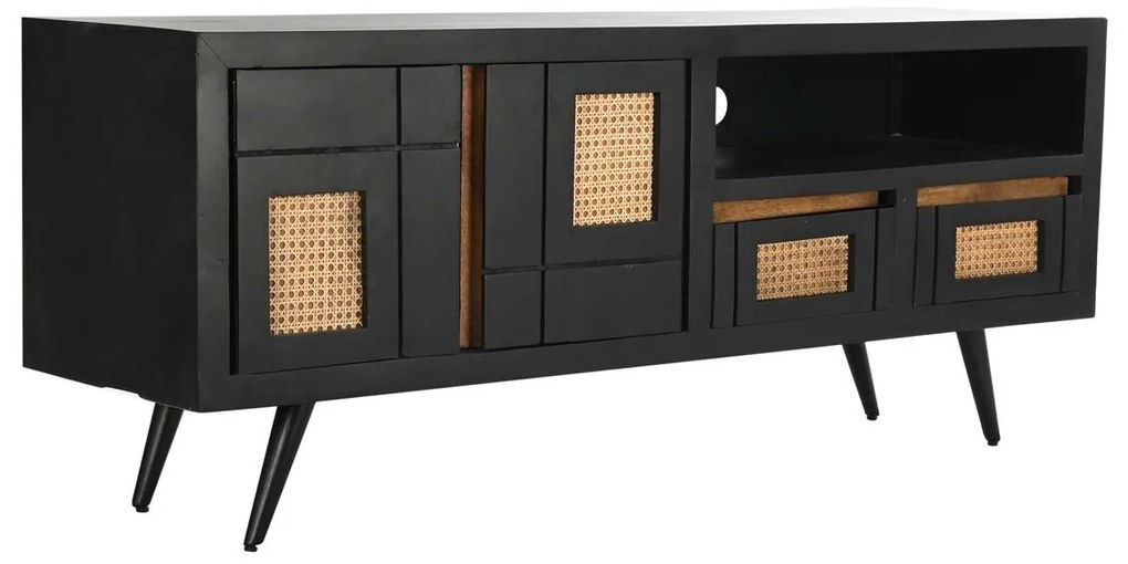 Τηλεόραση DKD Home Decor Μαύρο ρατάν Ξύλο από Μάνγκο (145,5 x 40,5 x 60 cm)