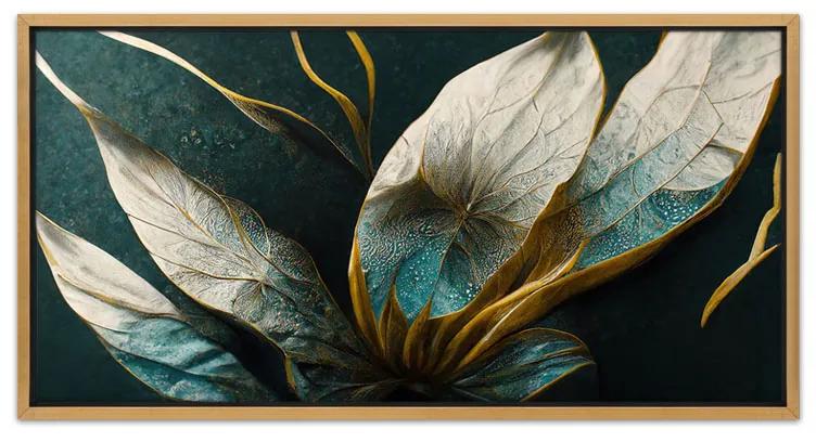 Πίνακας σε καμβά \&quot;Exotic Flower\&quot; Megapap ψηφιακής εκτύπωσης με κορνίζα χρώμα χρυσό 140x70x3εκ.