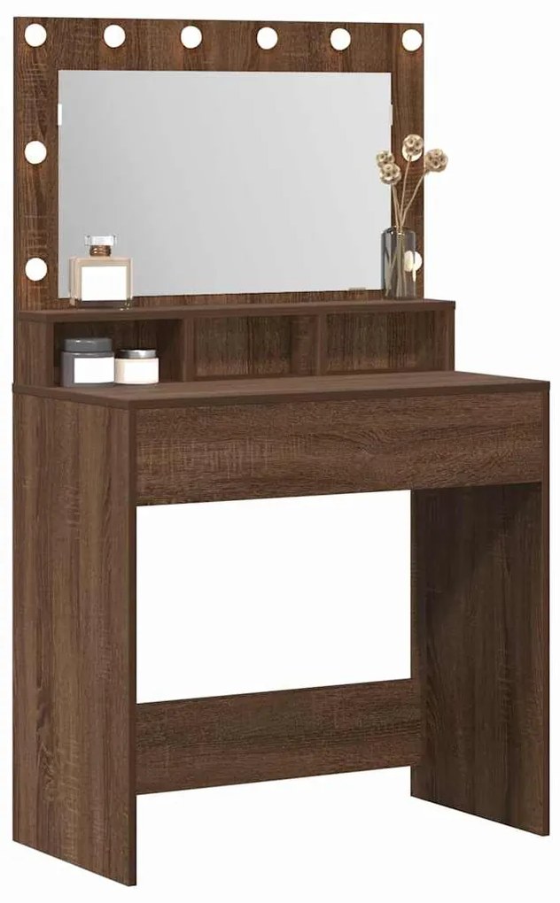 vidaXL Τραπέζι Μακιγιάζ Καφέ δρυς 79 x 41 x 135 cm Επεξεργασμένο ξύλο