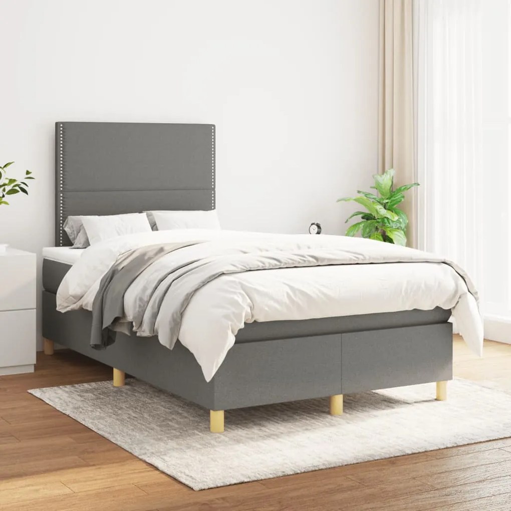 ΚΡΕΒΑΤΙ BOXSPRING ΜΕ ΣΤΡΩΜΑ ΣΚΟΥΡΟ ΓΚΡΙ 120X190 ΕΚ ΥΦΑΣΜΑΤΙΝΟ 3269924