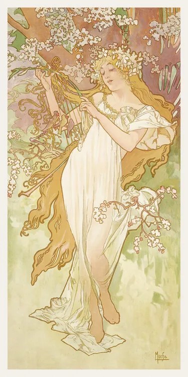 Αναπαραγωγή The Seasons: Spring, Alfons Mucha