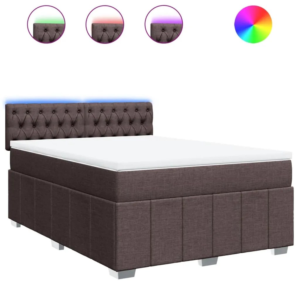 vidaXL Κρεβάτι Boxspring με Στρώμα Σκούρο Καφέ 160x200 εκ Υφασμάτινο