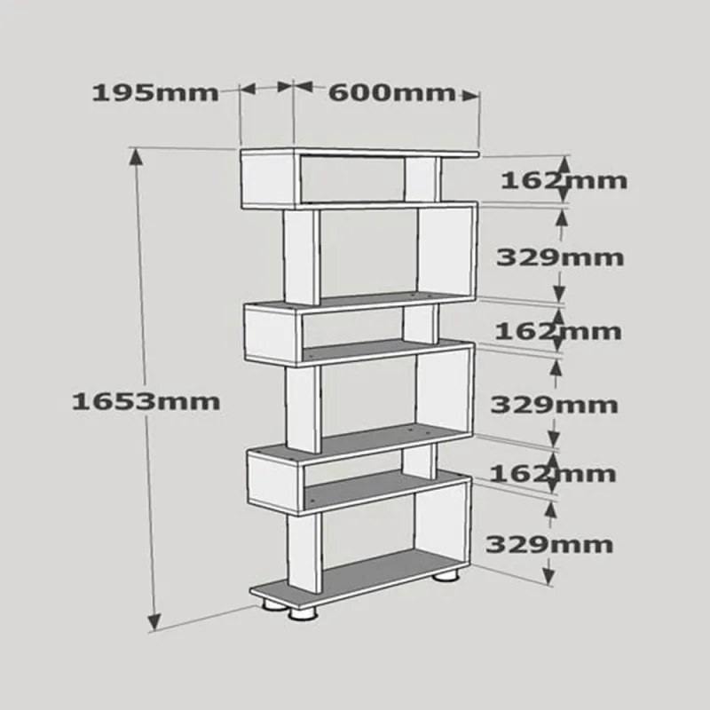 Βιβλιοθήκη Bonami 745DCD3605, 165x60 cm, 6 ράφια, Επικάλυψη μελαμίνης, Λευκό χρώμα