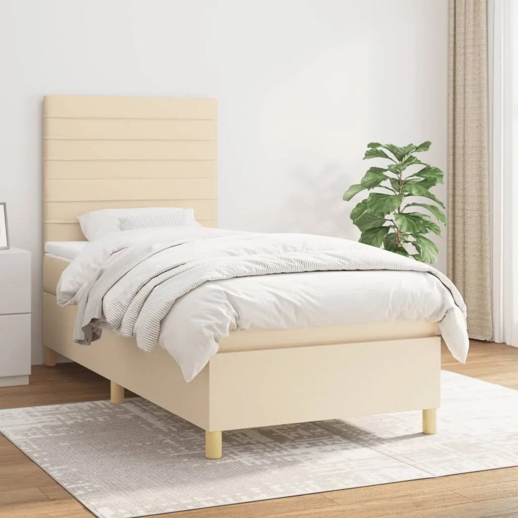 ΚΡΕΒΑΤΙ BOXSPRING ΜΕ ΣΤΡΩΜΑ ΚΡΕΜ 80 X 200 ΕΚ. ΥΦΑΣΜΑΤΙΝΟ 3142374