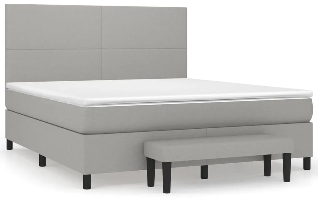 vidaXL Κρεβάτι Boxspring με Στρώμα Ανοιχτό Γκρι 180x200 εκ. Υφασμάτινο