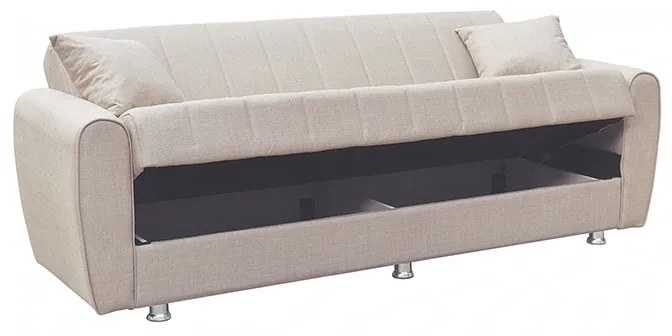 ELVA LIGHT BROWN ΥΦΑΣΜΑ 3ΘΕΣΙΟΣ ΚΑΝΑΠΕΣ/ΚΡΕΒΑΤΙ ΜΕ ΑΠΟΘ.ΧΩΡΟ