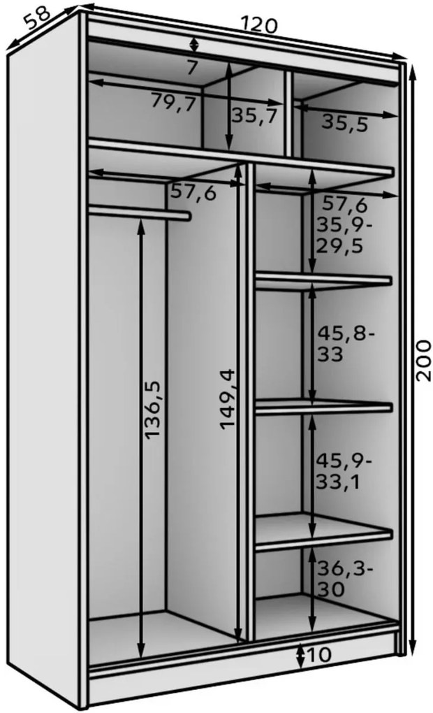 Ντουλάπα Belfast 120 συρόμενη-Mauro