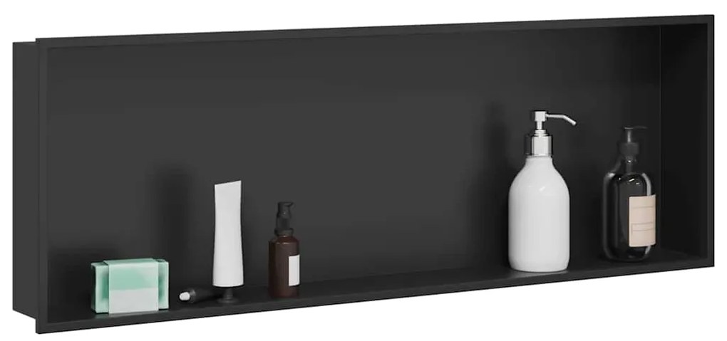 vidaXL Νίτσα Μπάνιου Μαύρο 90 x 30 x 9.5 εκ. Ανοξείδωτο ατσάλι