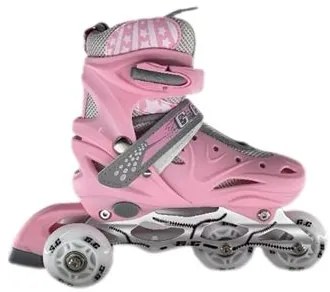 Αυξομειούμενα Πατίνια Roller G&amp;C SK10 ΣΕΤ 3ΣΕ1 ΡΟΖ/ΓΚΡΙ LED-LARGE (38-42)