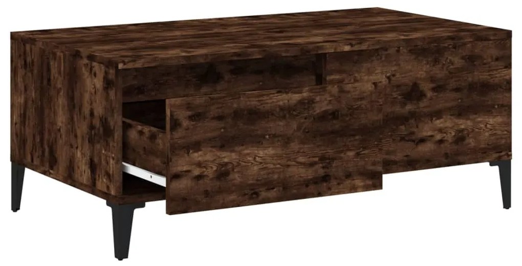 vidaXL Τραπεζάκι Σαλονιού Καπνιστή Δρυς 90x50x36,5 εκ. Επεξεργ. Ξύλο
