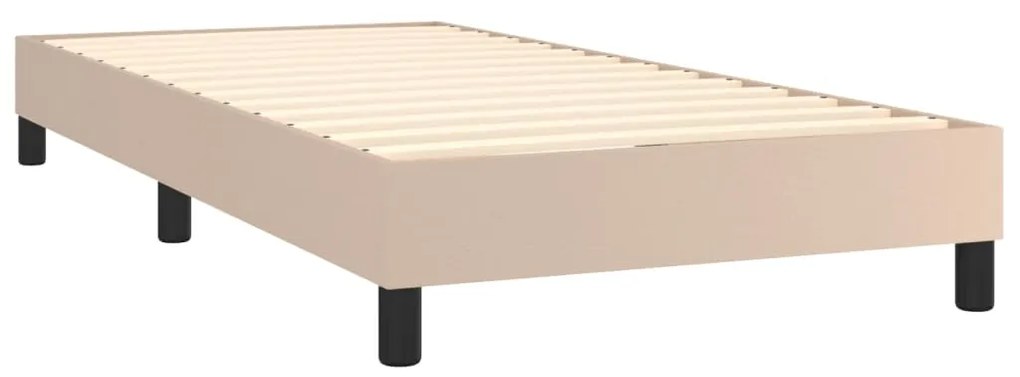 vidaXL Κρεβάτι Boxspring Στρώμα&LED Καπουτσίνο 90x200 εκ. Συνθ. Δέρμα