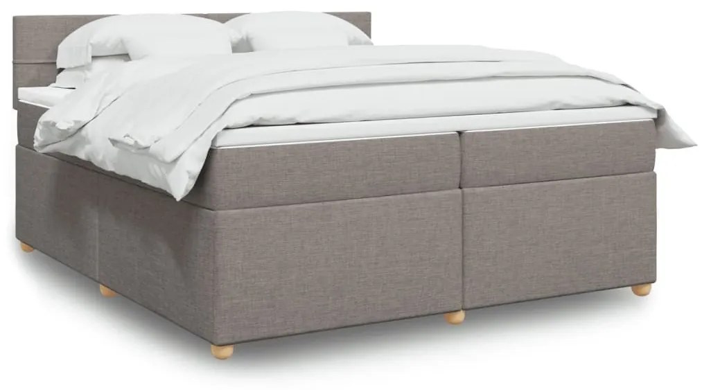 Κρεβάτι Boxspring με Στρώμα Taupe 200x200 εκ. Υφασμάτινο - Μπεζ-Γκρι