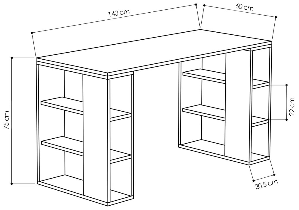 Γραφείο Colmar pakoworld χρώμα λευκό -σκούρο φυσικό 140x60x75εκ - 119-000797 - 119-000797