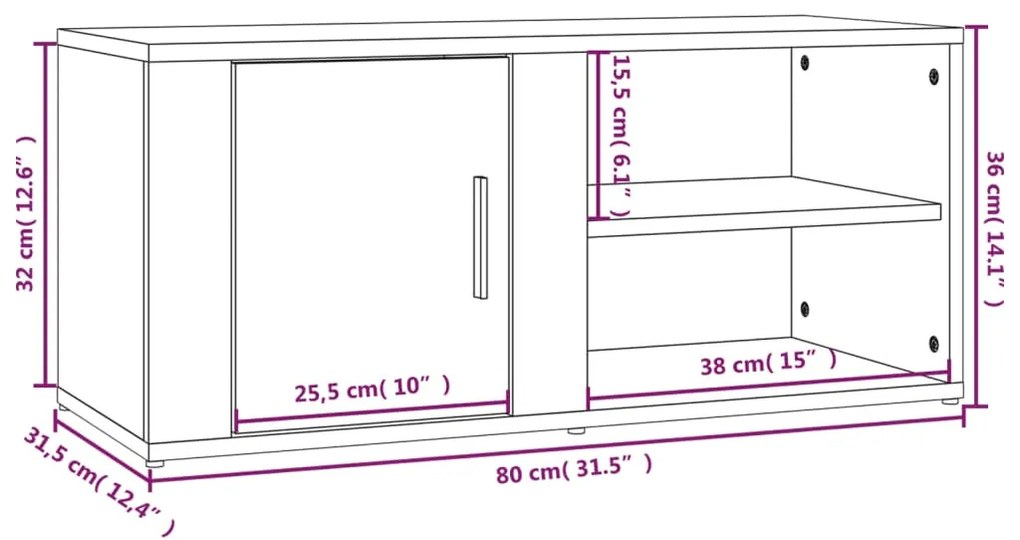 Έπιπλα Τηλεόρασης 2 τεμ. Γκρι Sonoma 80x31,5x36 εκ. Επεξ. Ξύλο - Γκρι