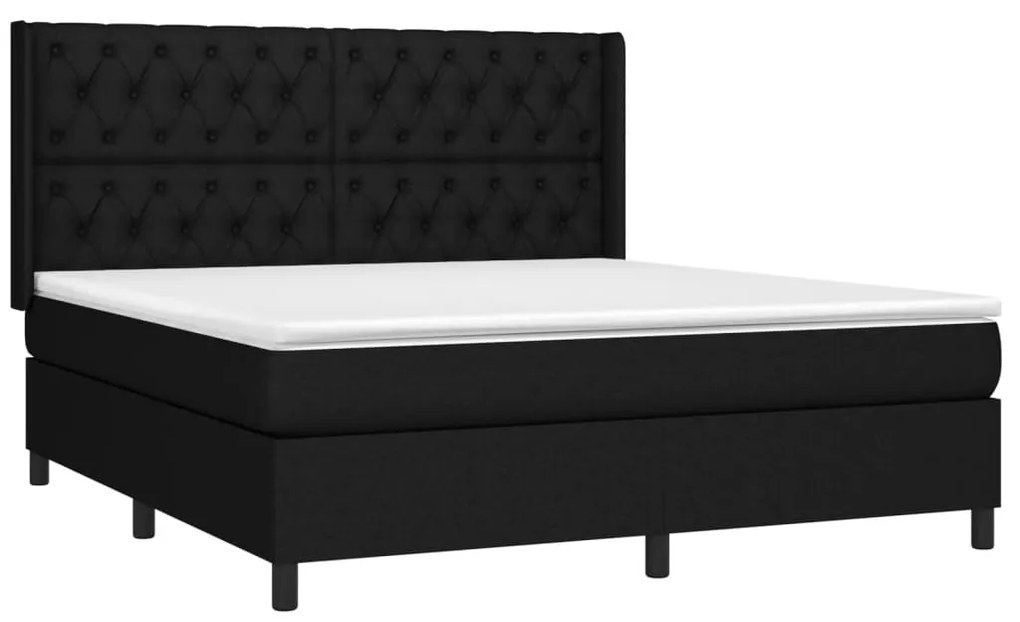 ΚΡΕΒΑΤΙ BOXSPRING ΜΕ ΣΤΡΩΜΑ &amp; LED ΜΑΥΡΟ 160X200 ΕΚ. ΥΦΑΣΜΑΤΙΝΟ 3138567