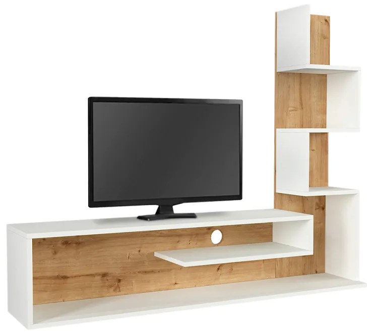 ΕΠΙΠΛΟ ΤΗΛΕΟΡΑΣΗΣ METEHAN MEGAPAP ΧΡΩΜΑ ΛΕΥΚΟ - SAPPHIRE OAK 149,5X29,5X120ΕΚ.