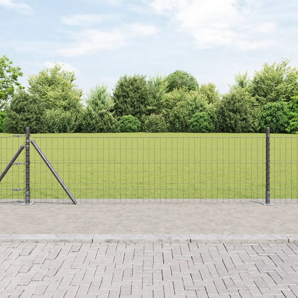 vidaXL Euro Fence με 13 Φλαντζωτά Στηρίγματα 0.4x25 μ Γαλβανισμένος Χάλυβας