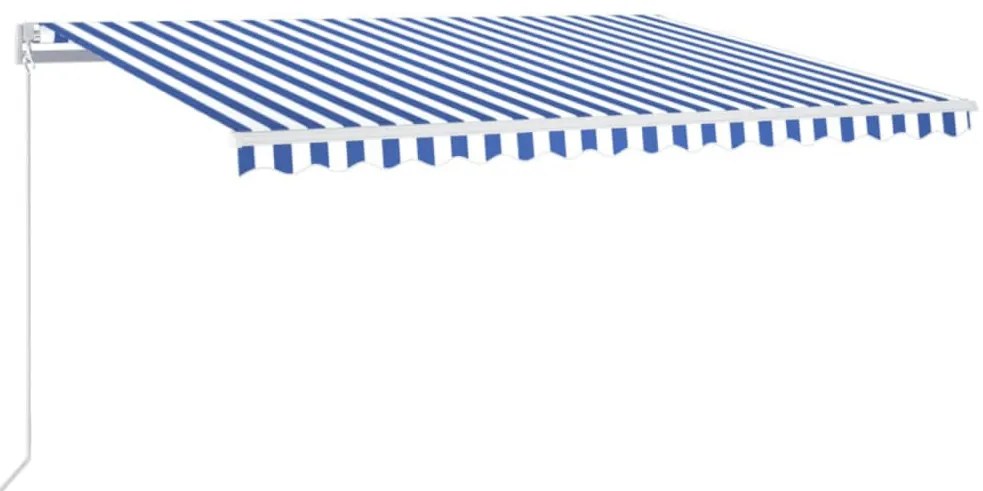 vidaXL Τέντα Συρόμενη Χειροκίνητη Μπλε / Λευκό 450 x 350 εκ.