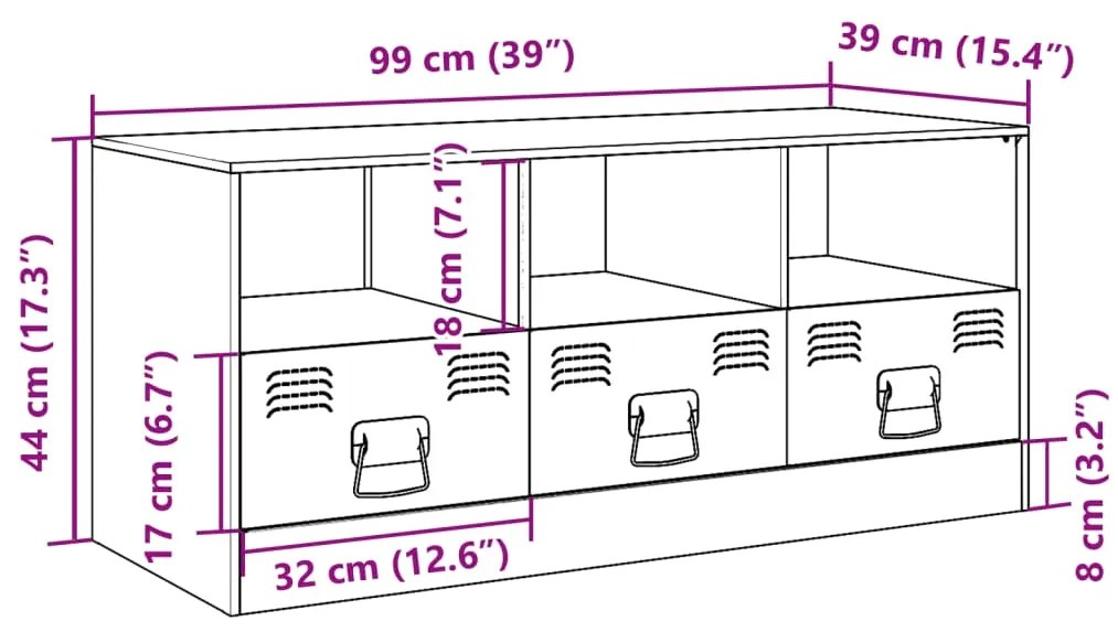 Έπιπλο Τηλεόρασης Λευκό 99x39x44 εκ. από Ατσάλι - Λευκό