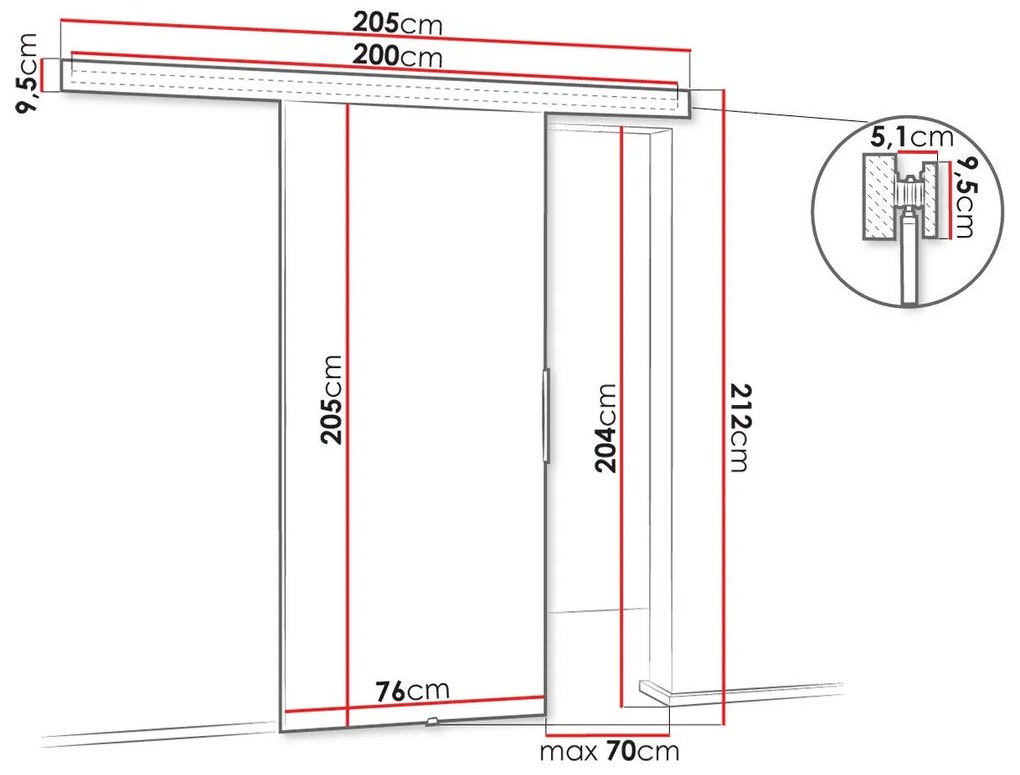 Συρόμενες πόρτες Dover 217, 20 kg, Σκούρα φλαμουριά, Πλαστικοποιημένη μοριοσανίδα, Καφέ, Αλουμίνιο | Epipla1.gr