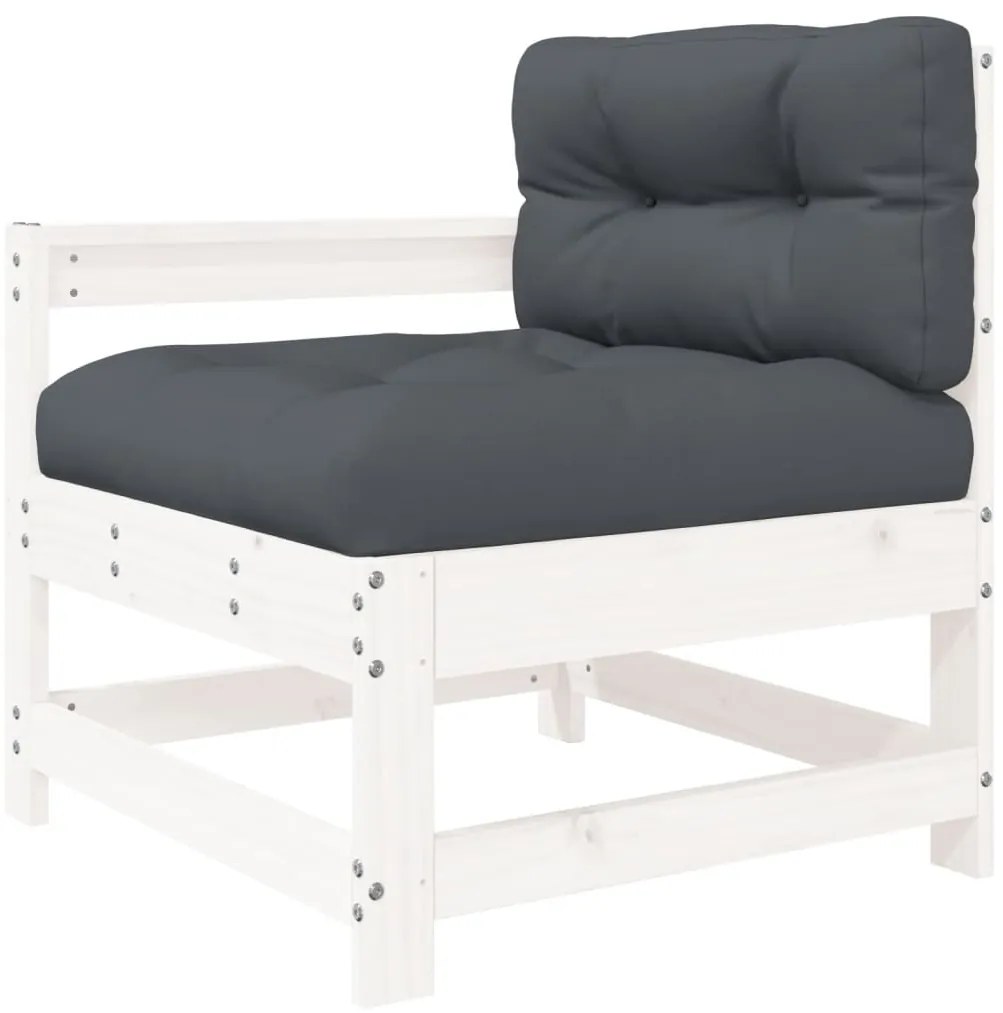 vidaXL Σαλόνι Κήπου Σετ 6 Τεμαχίων Λευκό από Μασίφ Ξύλο με Μαξιλάρια