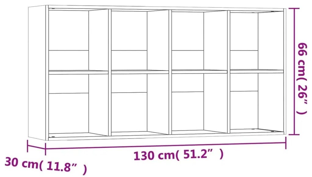 Ραφιέρα/Βιβλιοθήκη Γκρι Σκυροδέματος 66x30x130 εκ. Επεξ. Ξύλο - Γκρι