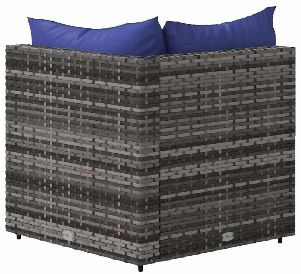 vidaXL Καναπές Κήπου Γωνιακός Γκρι από Συνθετικό Ρατάν με Μαξιλάρια