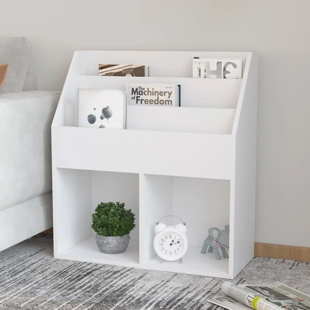 vidaXL Παιδική Ραφιέρα Περιοδικών Λευκή 71x30x78,5 εκ. από Μοριοσανίδα