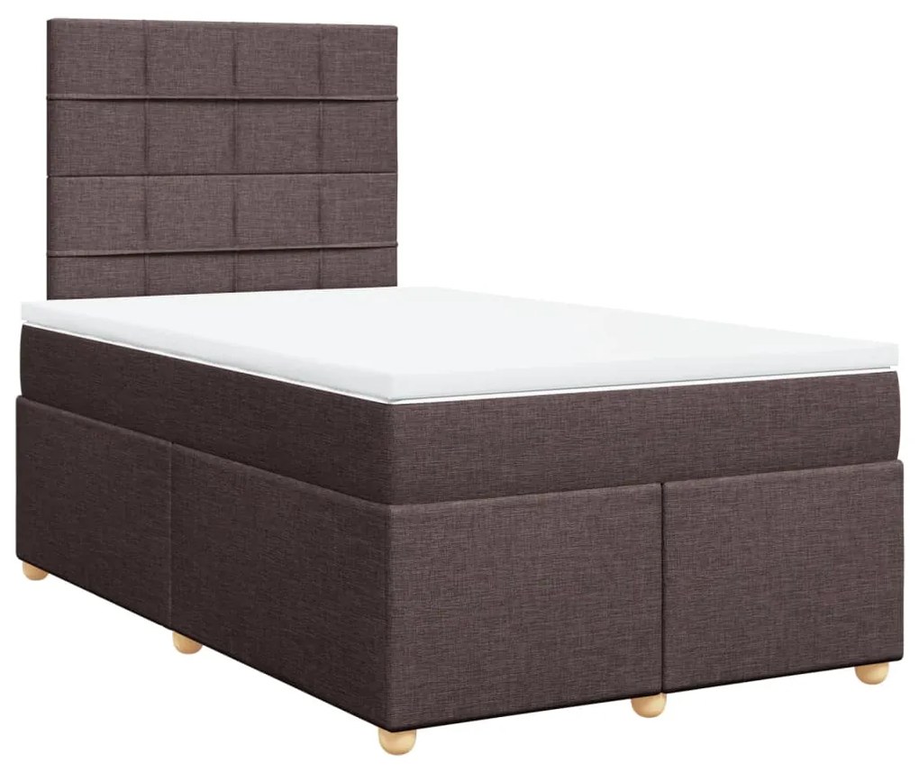 vidaXL Κρεβάτι Boxspring με Στρώμα Σκούρο Καφέ 120x200 εκ. Υφασμάτινο