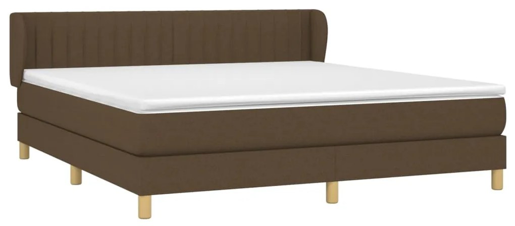 Κρεβάτι Boxspring με Στρώμα Σκούρο Καφέ 180x200 εκ Υφασμάτινο - Καφέ