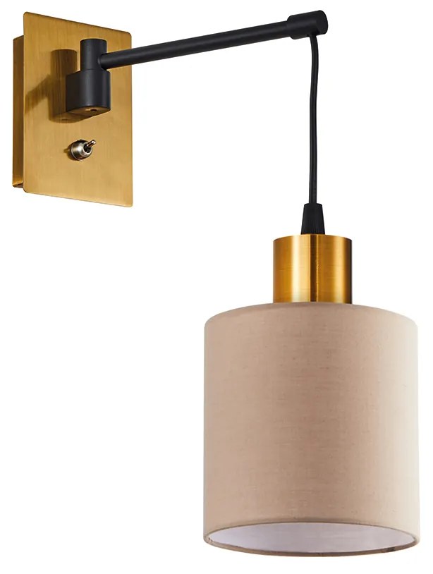 SE21-GM-9-SH3 ADEPT WALL LAMP Gold Matt and Black Metal Wall Lamp Brown Shade+