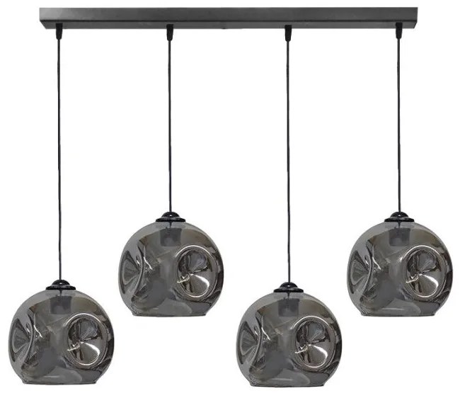 Κρεμαστό Φωτιστικό Οροφής 4xE27 Γυαλί Pop Heronia Lighting 02-0414 Φιμέ/Smoke