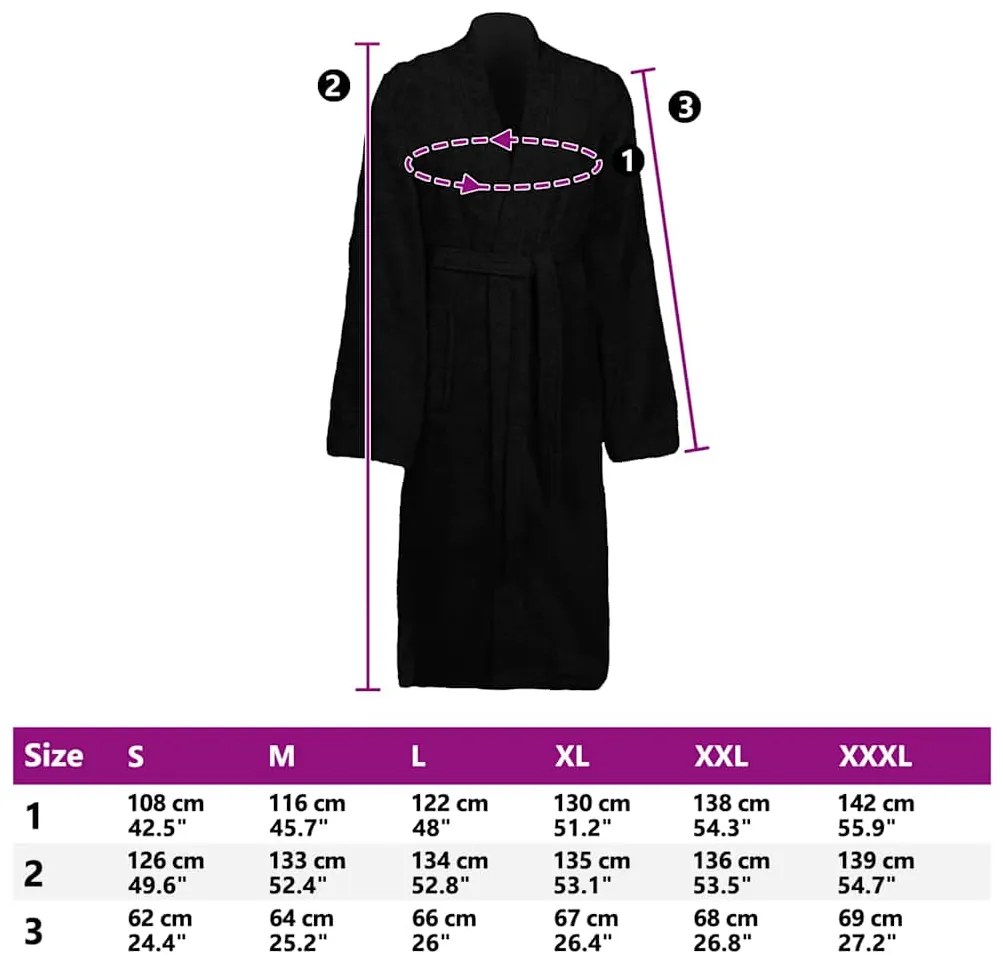 vidaXL Μπουρνούζι KINN Μαύρο XXL Βαμβάκι