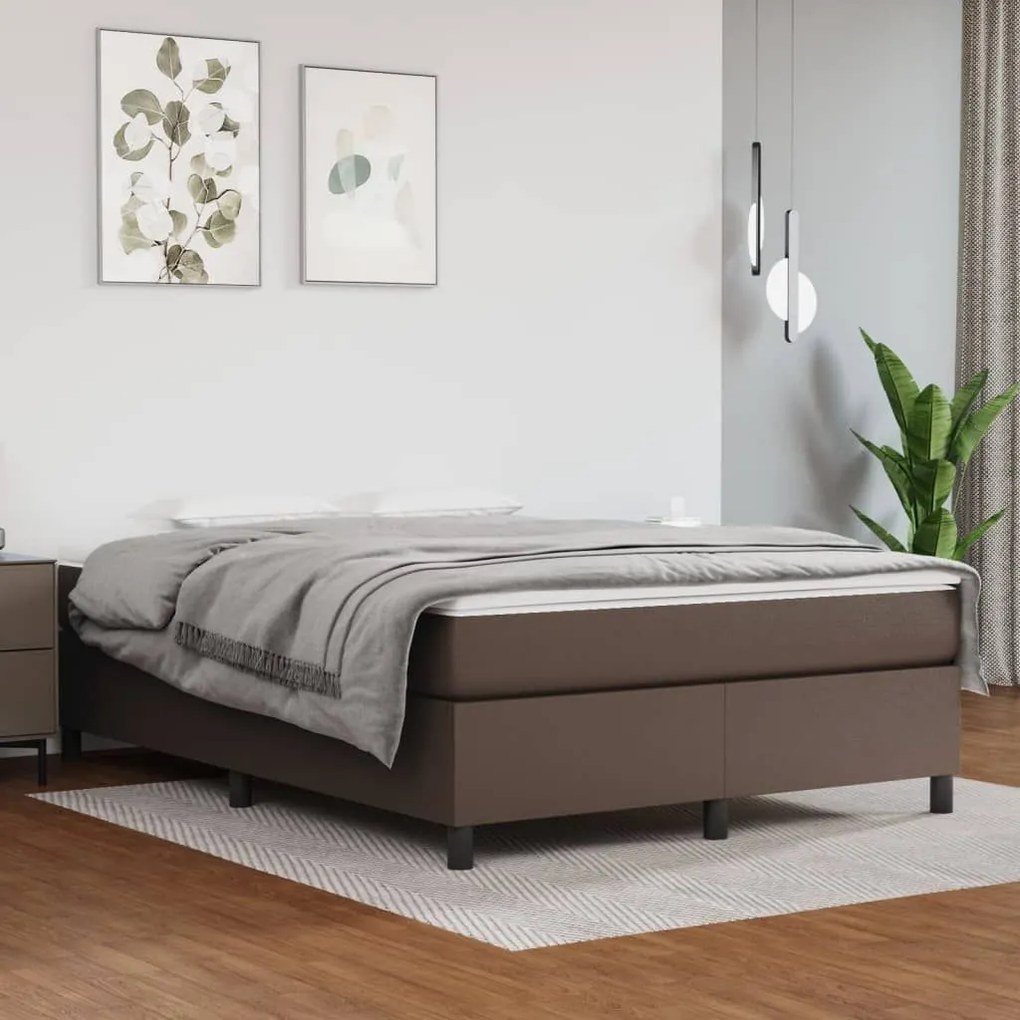 ΠΛΑΙΣΙΟ ΚΡΕΒΑΤΙΟΥ BOXSPRING ΚΑΦΕ 140X200 ΕΚ. ΣΥΝΘΕΤΙΚΟ ΔΕΡΜΑ 3121050