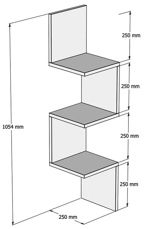 Ραφιέρα γωνιακή τοίχου Insta λευκό 25x25x105,5εκ