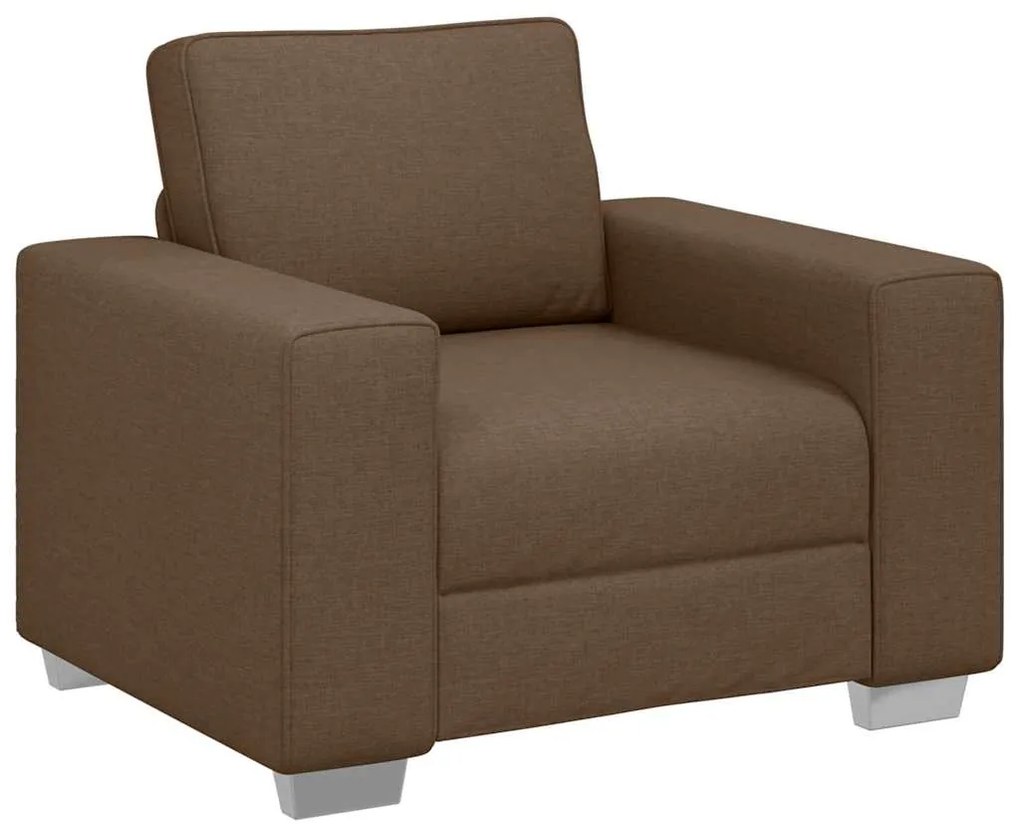 vidaXL Καναπές 3 pcs Καφέ Ύφασμα μείγματος λινών