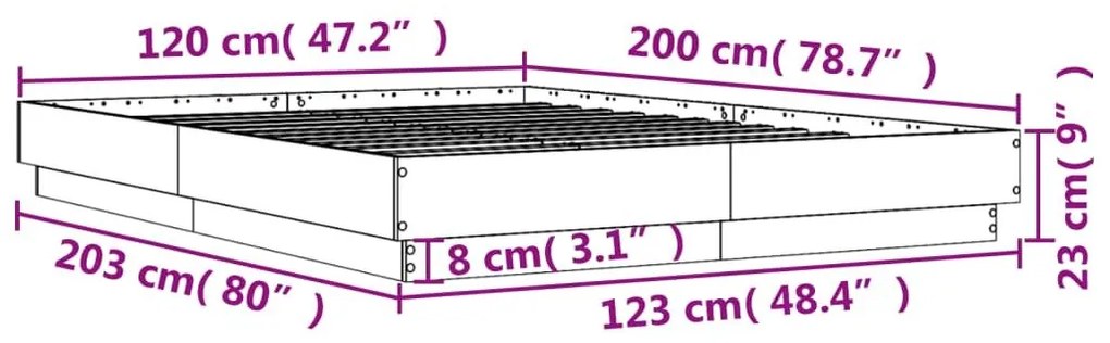 Πλαίσιο Κρεβατιού Sonoma Δρυς 120x200 εκ. Επεξεργασμένο Ξύλο - Καφέ