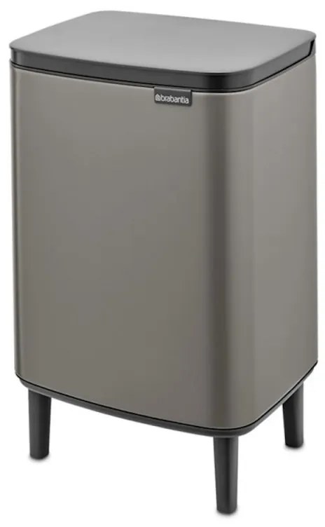Κάδος απορριμμάτων Brabantia Bo Small Hi 12L, Ομαλό και αθόρυβο άνοιγμα, Αντιολισθητική βάση, Γκρι