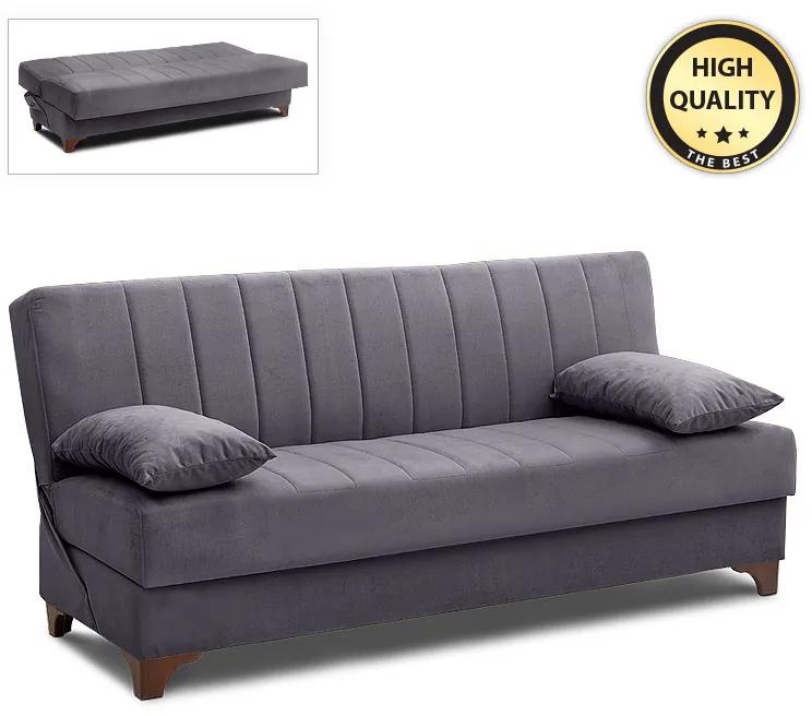 0096290 Καναπές - κρεβάτι Victor Megapap τριθέσιος βελούδινος με αποθηκευτικό χώρο σε χρώμα σκούρο γκρι 190x84x90εκ. Βελούδο, 1 Τεμάχιο