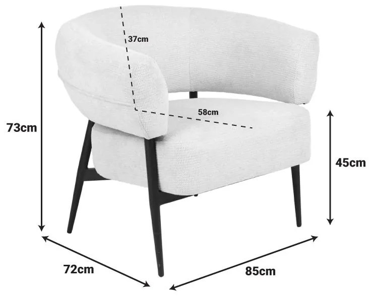 Πολυθρόνα Penfel ύφασμα σε κρεμ απόχρωση με πόδι μαύρο μέταλλο 85x72x73εκ 85x72x73 εκ.