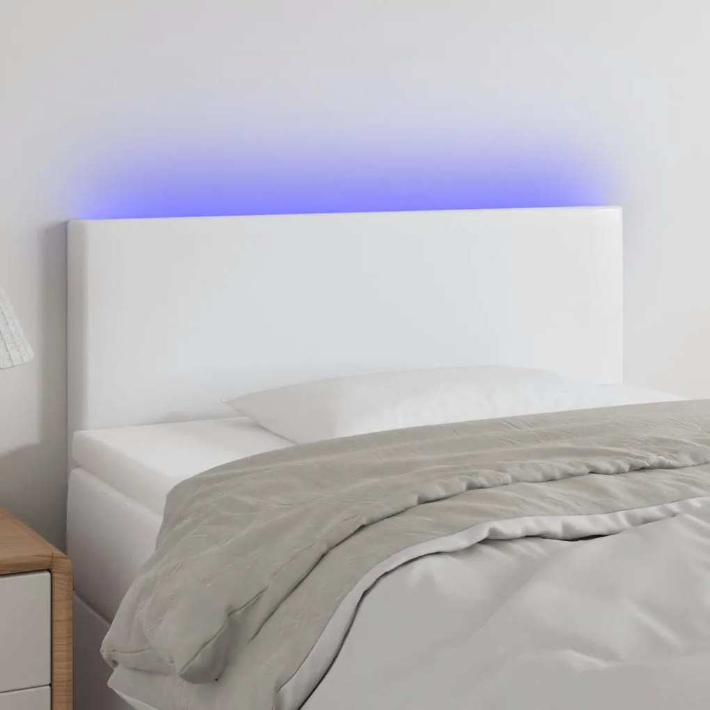 Κεφαλάρι Κρεβατιού LED Λευκό 100x5x78/88 εκ. Συνθετ. Δέρμα 3121417