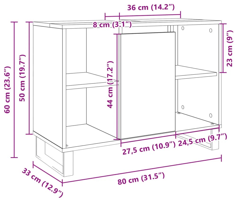 ΝΤΟΥΛΑΠΙ ΜΠΑΝΙΟΥ SONOMA ΔΡΥΣ 80 X 33 X 60 ΕΚ. ΑΠΟ ΕΠΕΞΕΡΓ. ΞΥΛΟ 849681