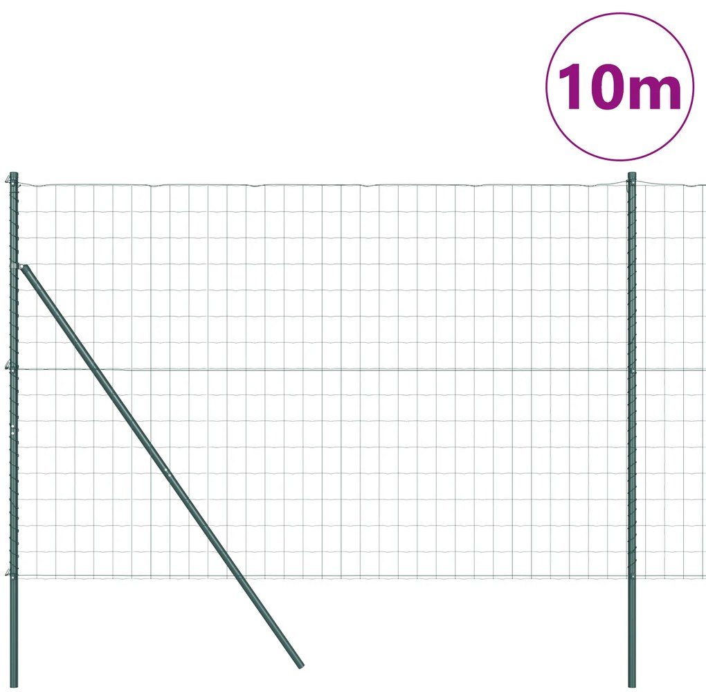 vidaXL Euro Fence με 7 Πόλους 1.5x10 μ Γαλβανισμένος Χάλυβας Πράσινος